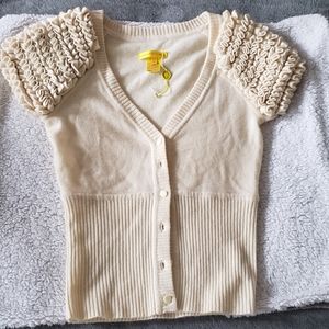 Catherine Malandrino Cream Cardigan with Ruffles S